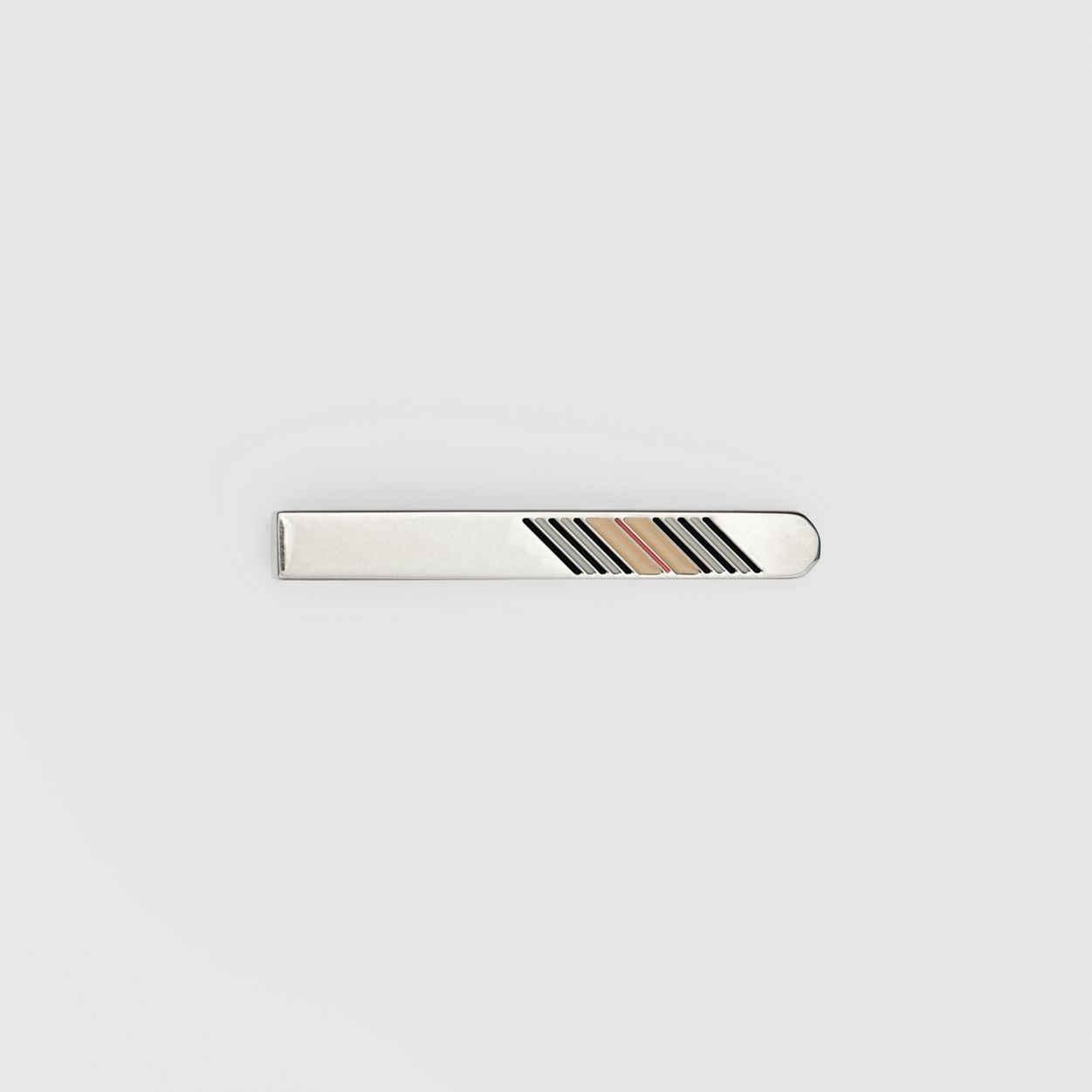 Icon Stripe Detail Palladium-plated Tie Bar - 1