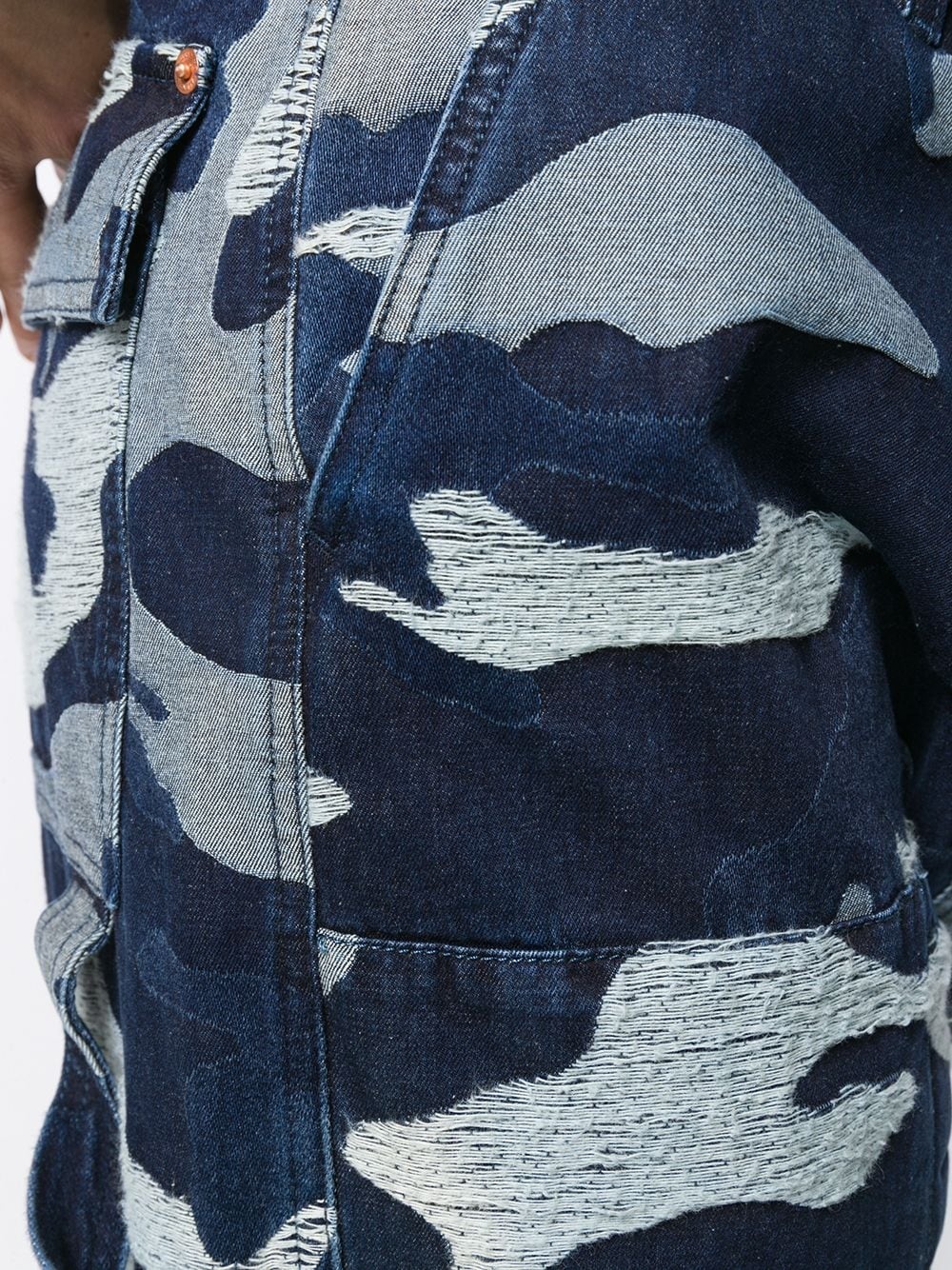 camouflage denim cargo trousers - 5