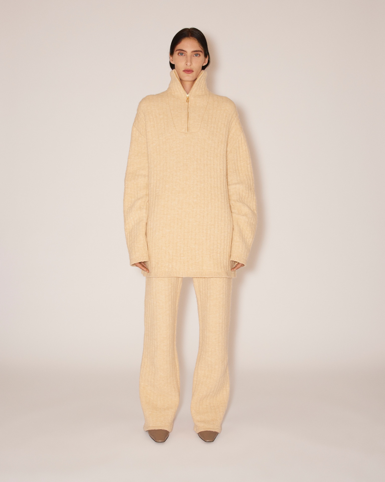 SHAD - Knitted straight-leg pants - Cream - 3
