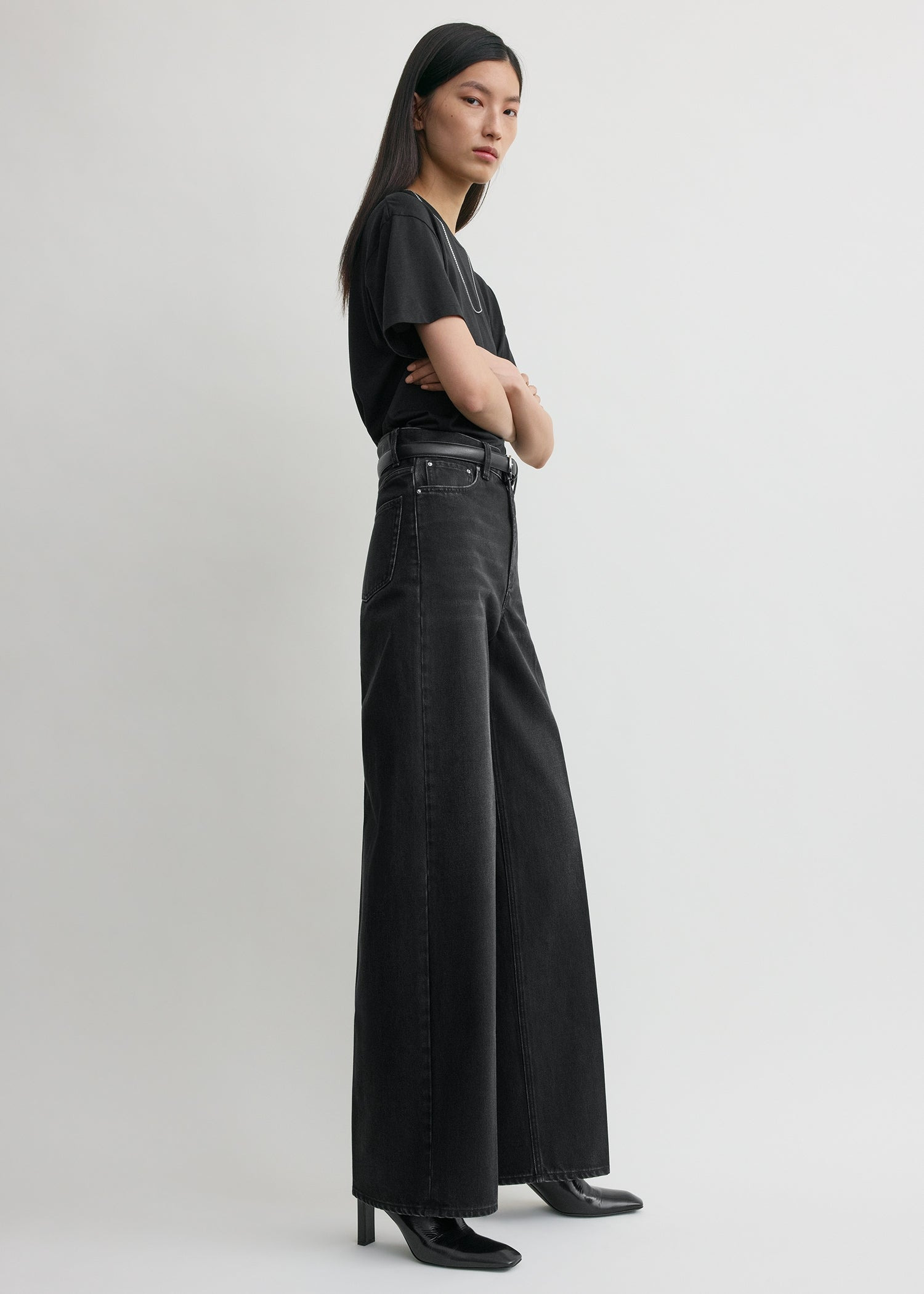 Wide leg denim faded black - 3