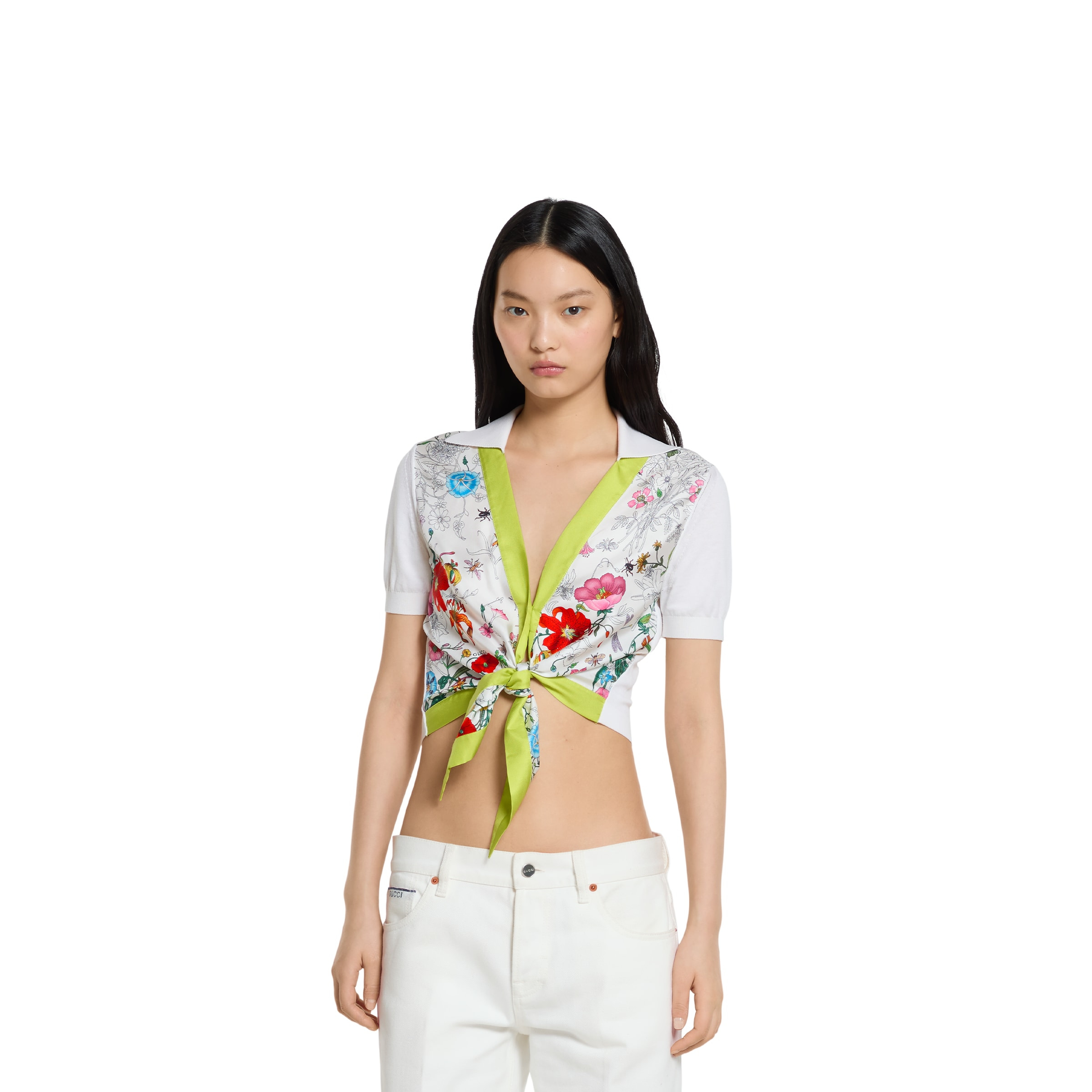 Silk and cotton top with print - 3