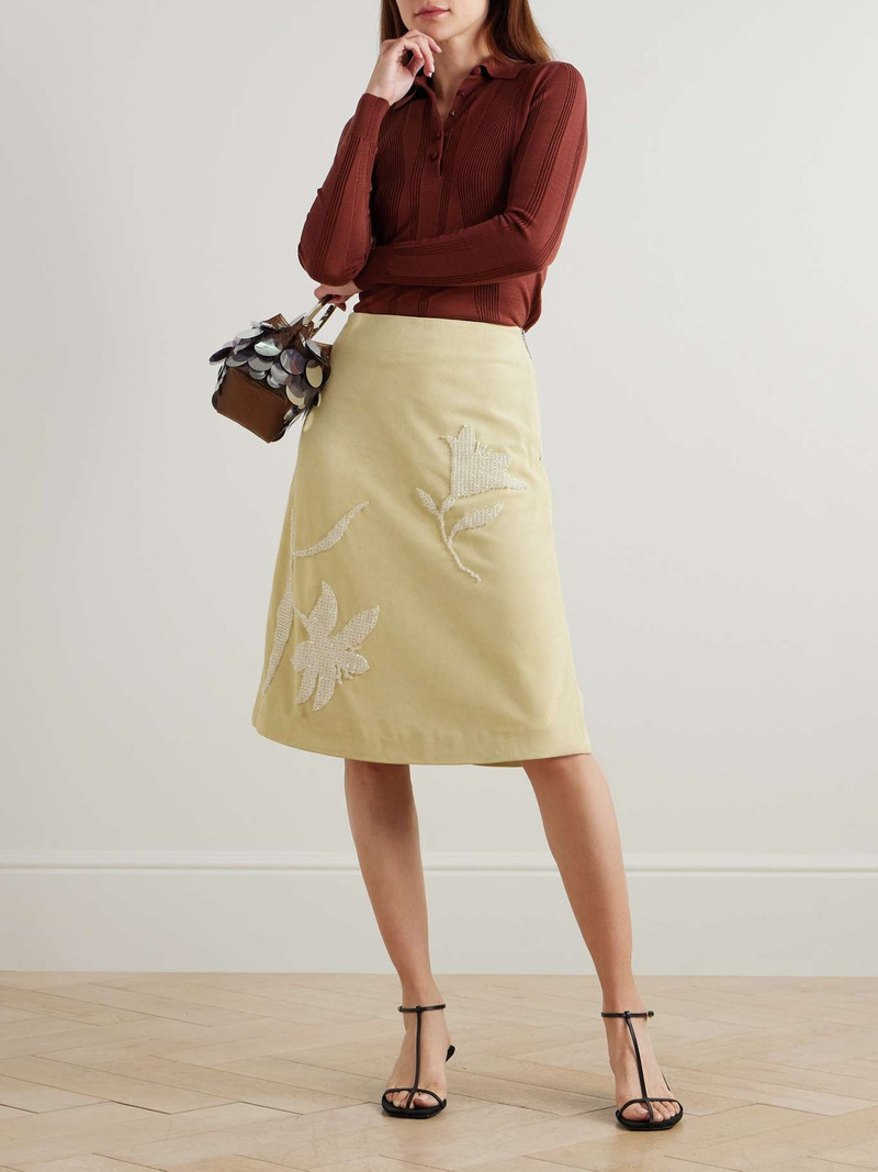 16ARLINGTON Dafne embellished suede midi skirt Yellow outlook