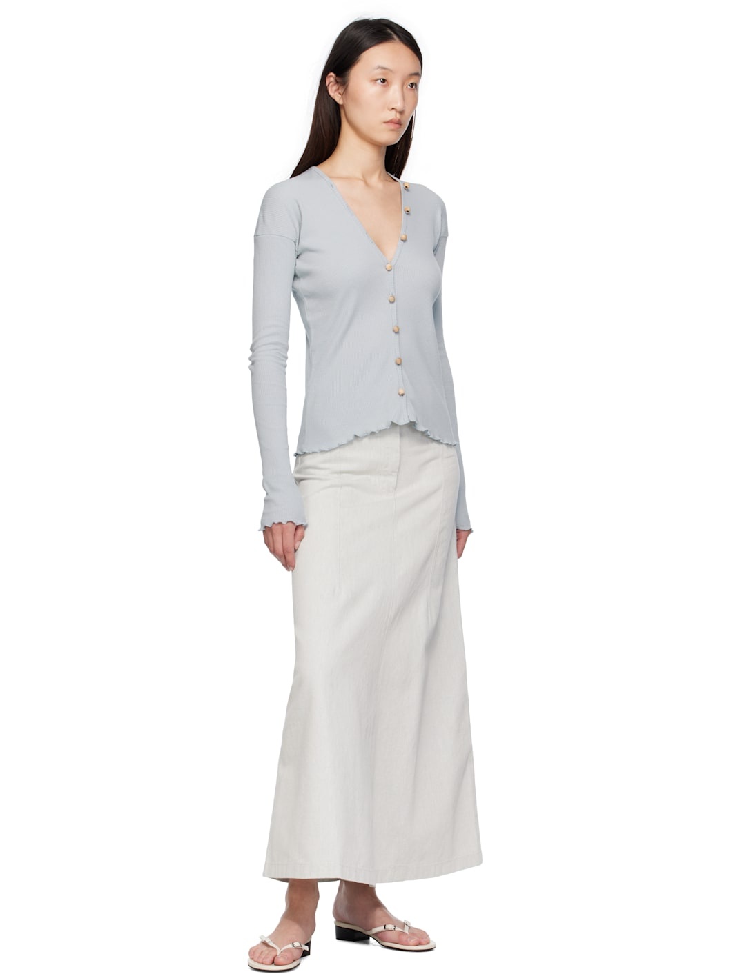 Off-White & Blue Arthur Denim Maxi Skirt - 4