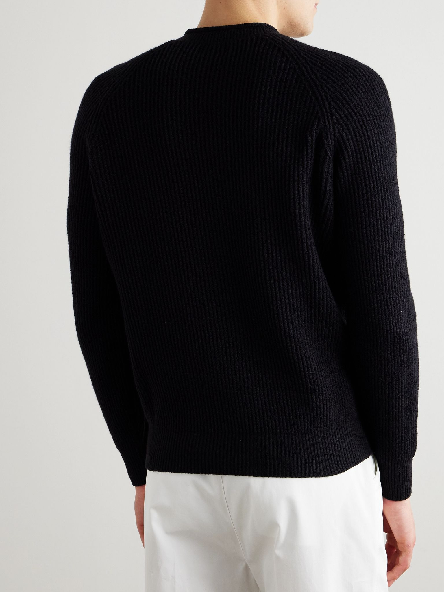 Ribbed Cotton Sweater Black - 3