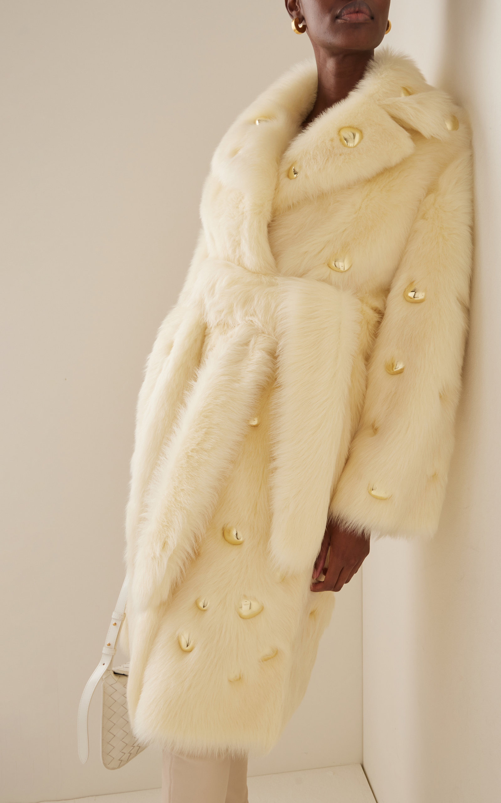 Embellished Shearling Coat neutral - 2