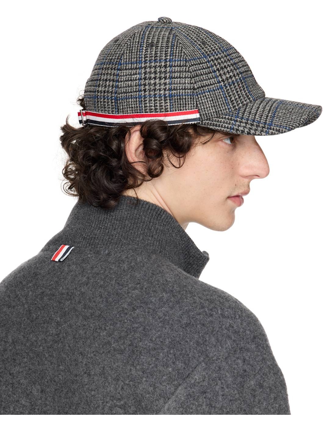 Gray Prince of Wales Hunting Tweed Baseball Cap - 3