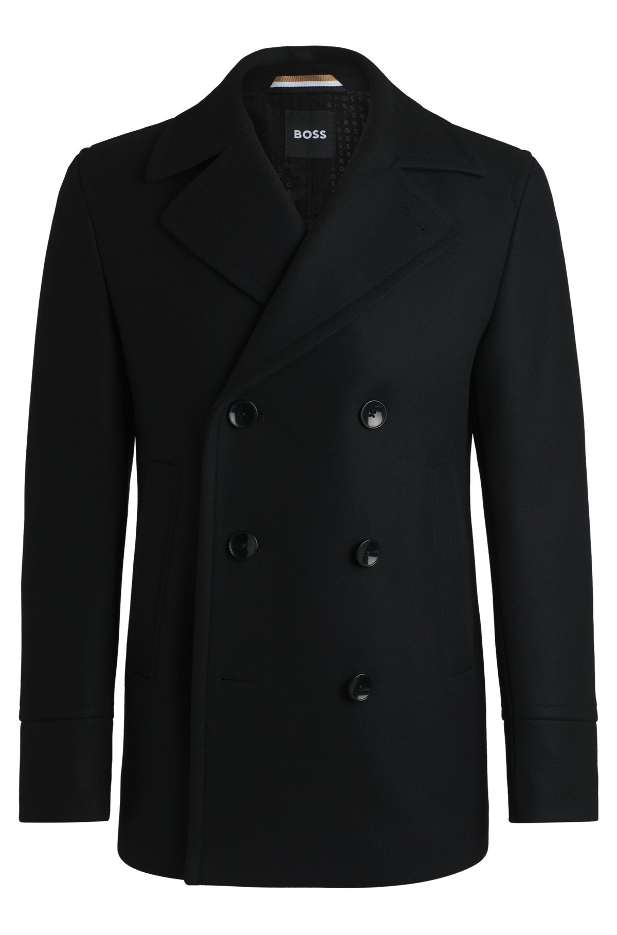 SLIM-FIT DOUBLE-BREASTED SHORT COAT IN WOOL - 1