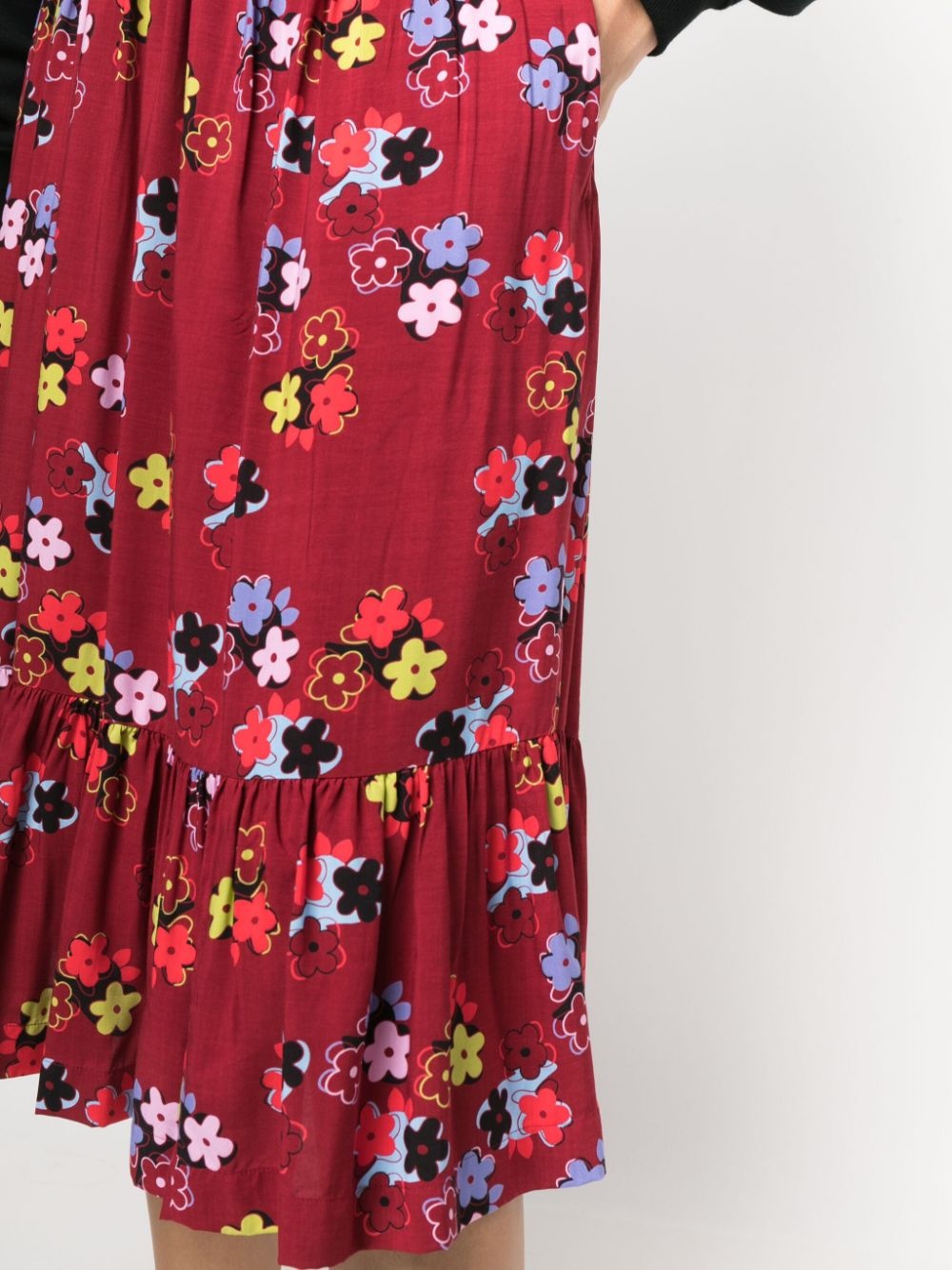 ruffled floral-print midi skirt - 5