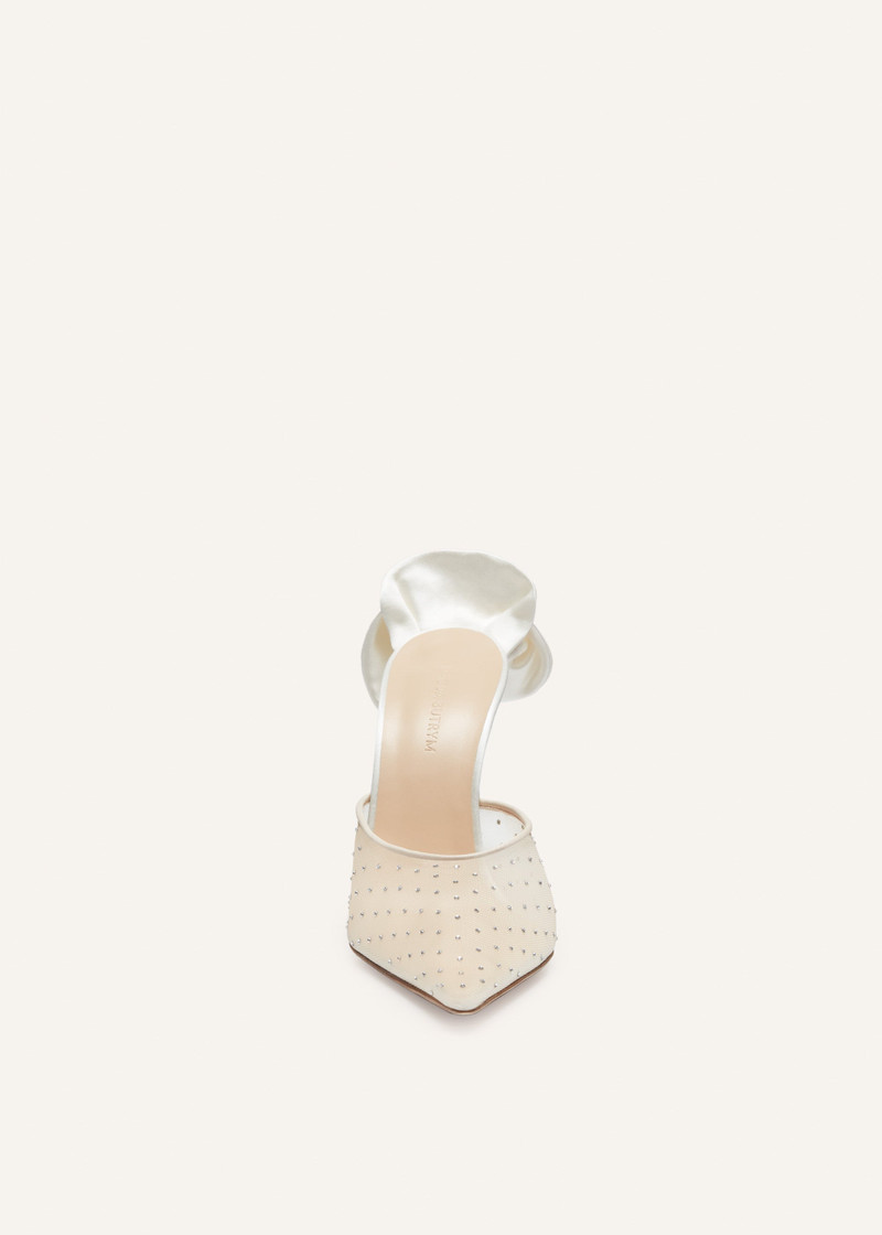 Pointed flower mules in nude crystals 3