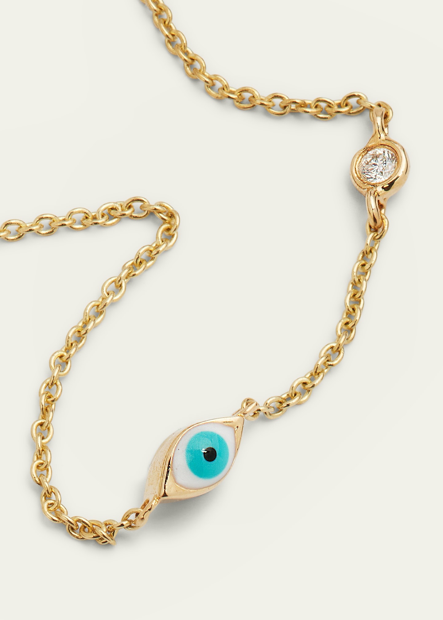 14k Gold Evil Eye Necklace with Single Diamond - 3