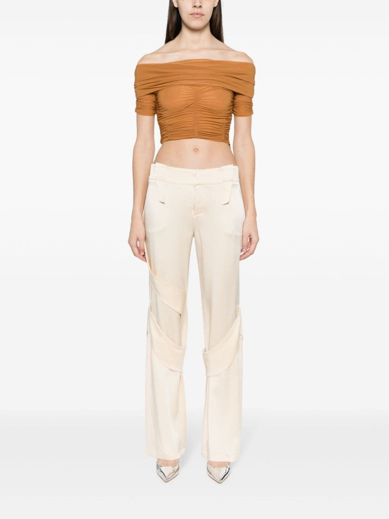 Blumarine satin wide-leg cargo trousers outlook