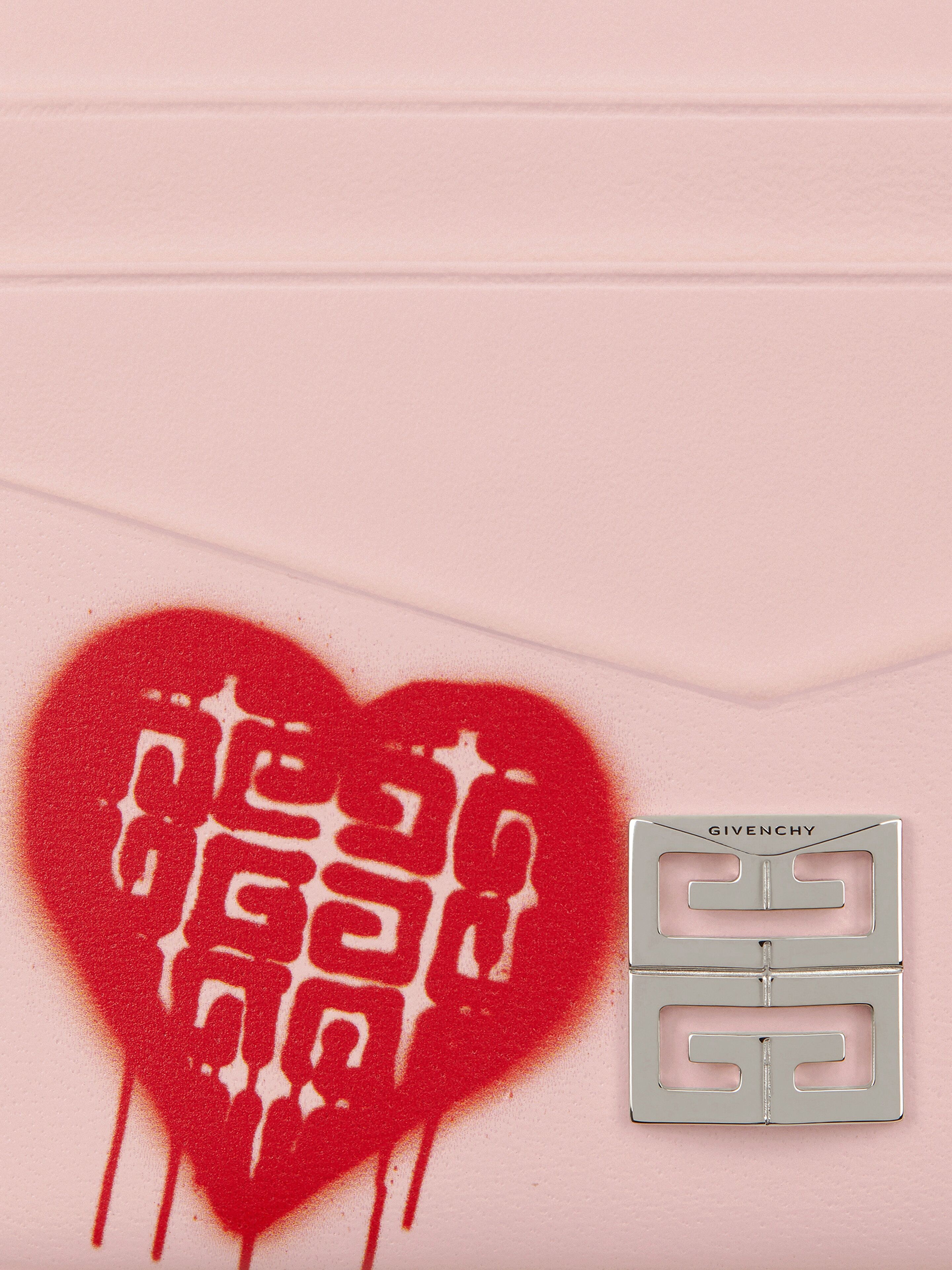 4G CARD HOLDER IN 4G TAG EFFECT HEART PRINT LEATHER - 3