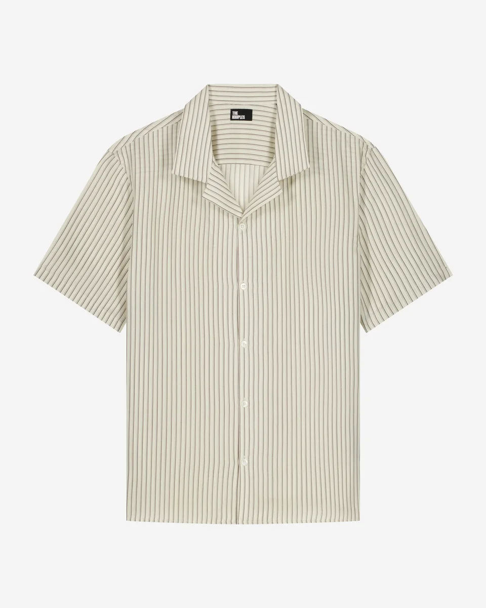 WHITE STRIPED SHORT-SLEEVE SHIRT - 1