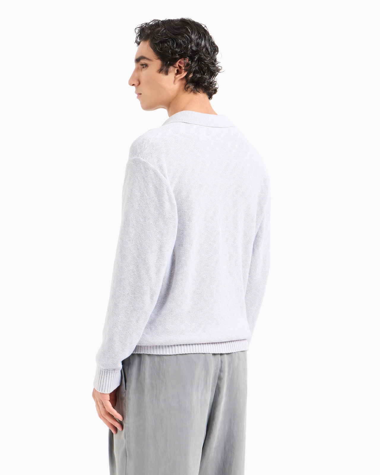 COTTON JACQUARD KNITTED POLO SHIRT - 3