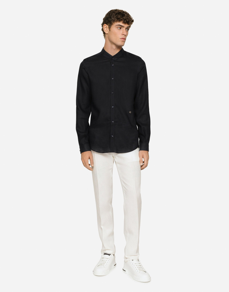 Dolce & Gabbana Linen Martini-fit shirt with DG hardware outlook