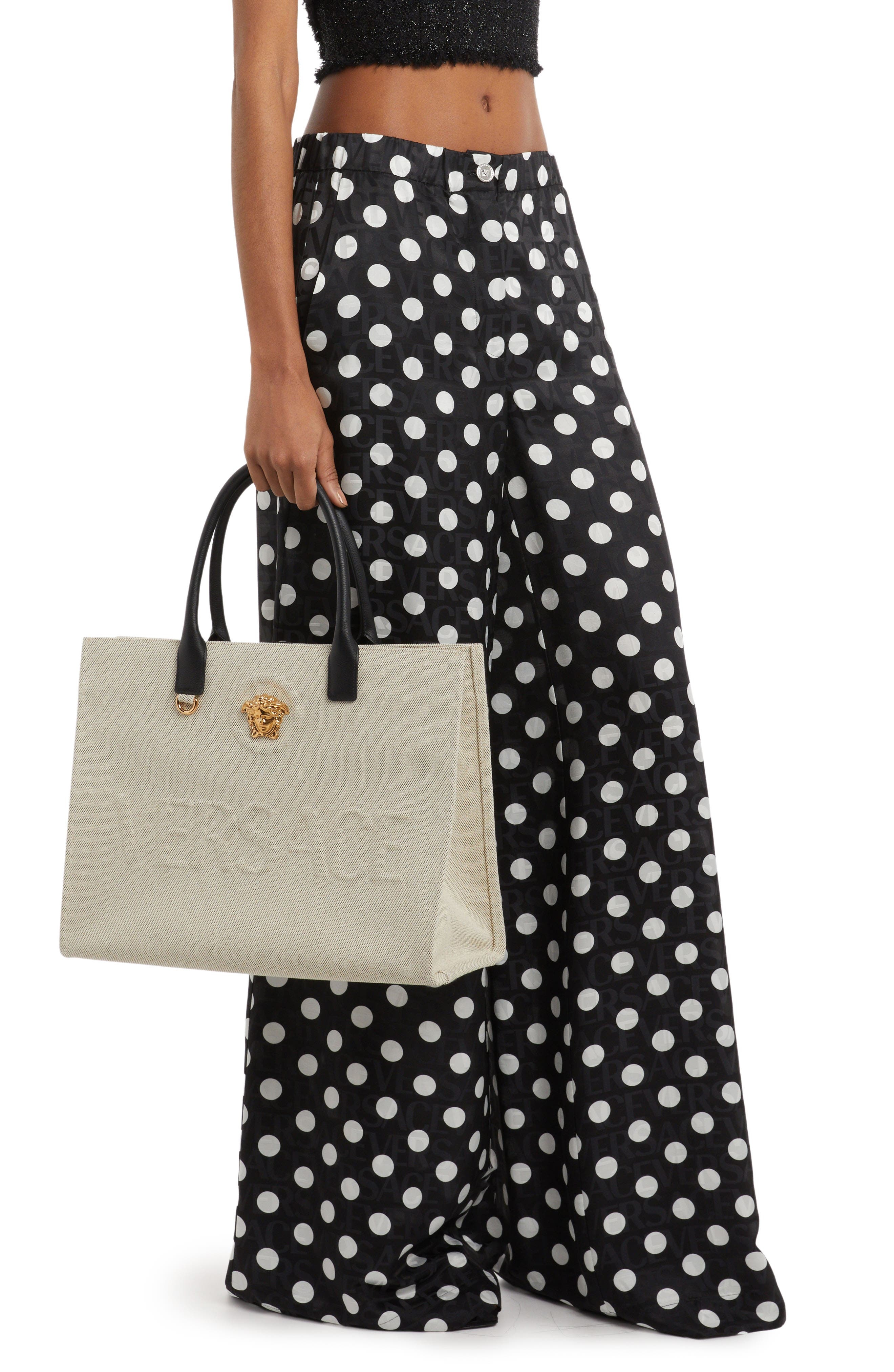 Versace La Medusa Canvas Tote in Rope Black-Versace Gold at Nordstrom - 2