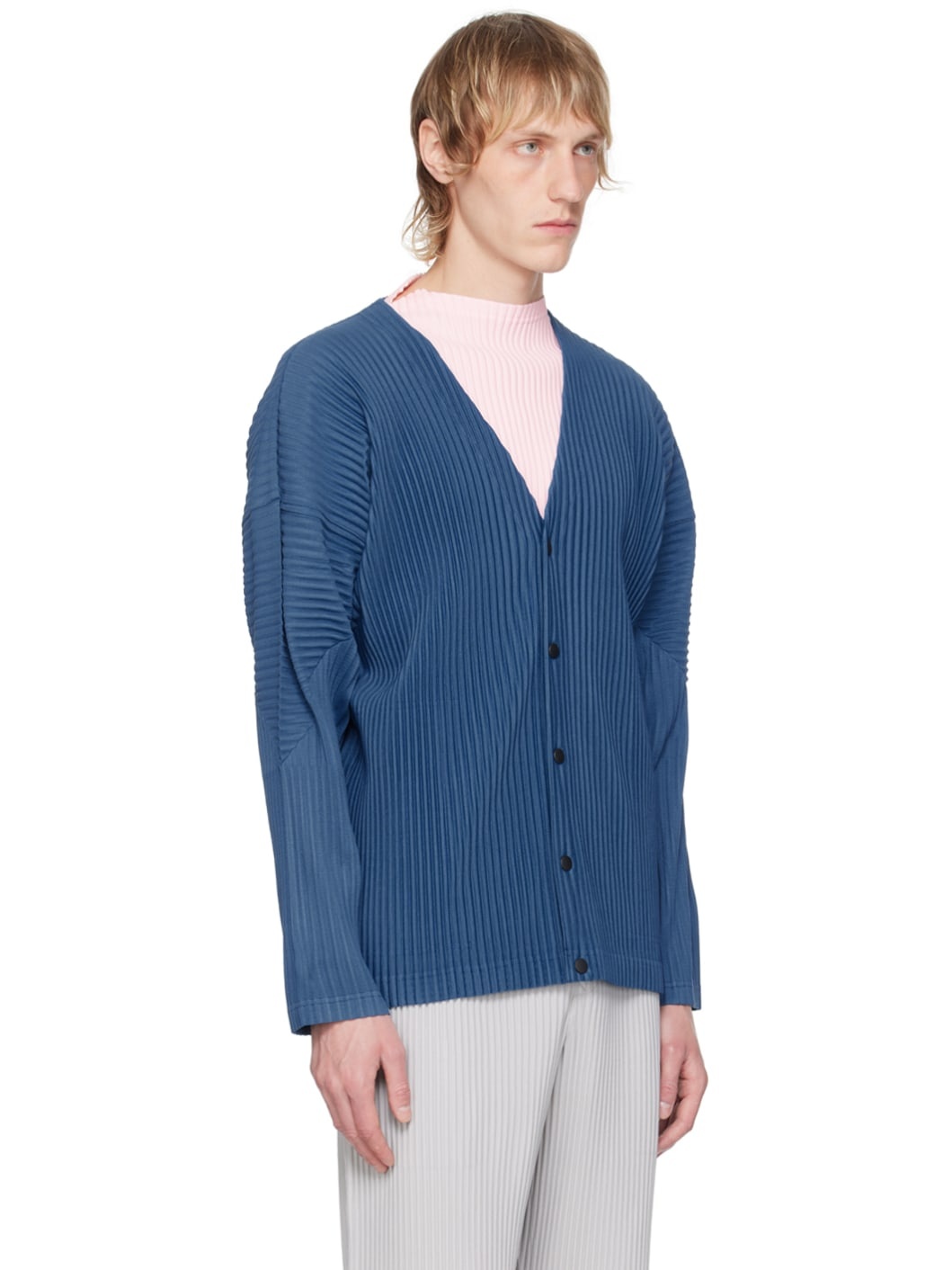 Blue Pleated Cardigan - 2