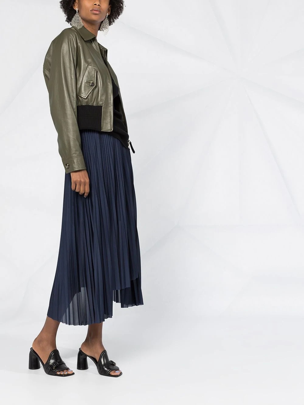 asymmetric pleated skirt - 4