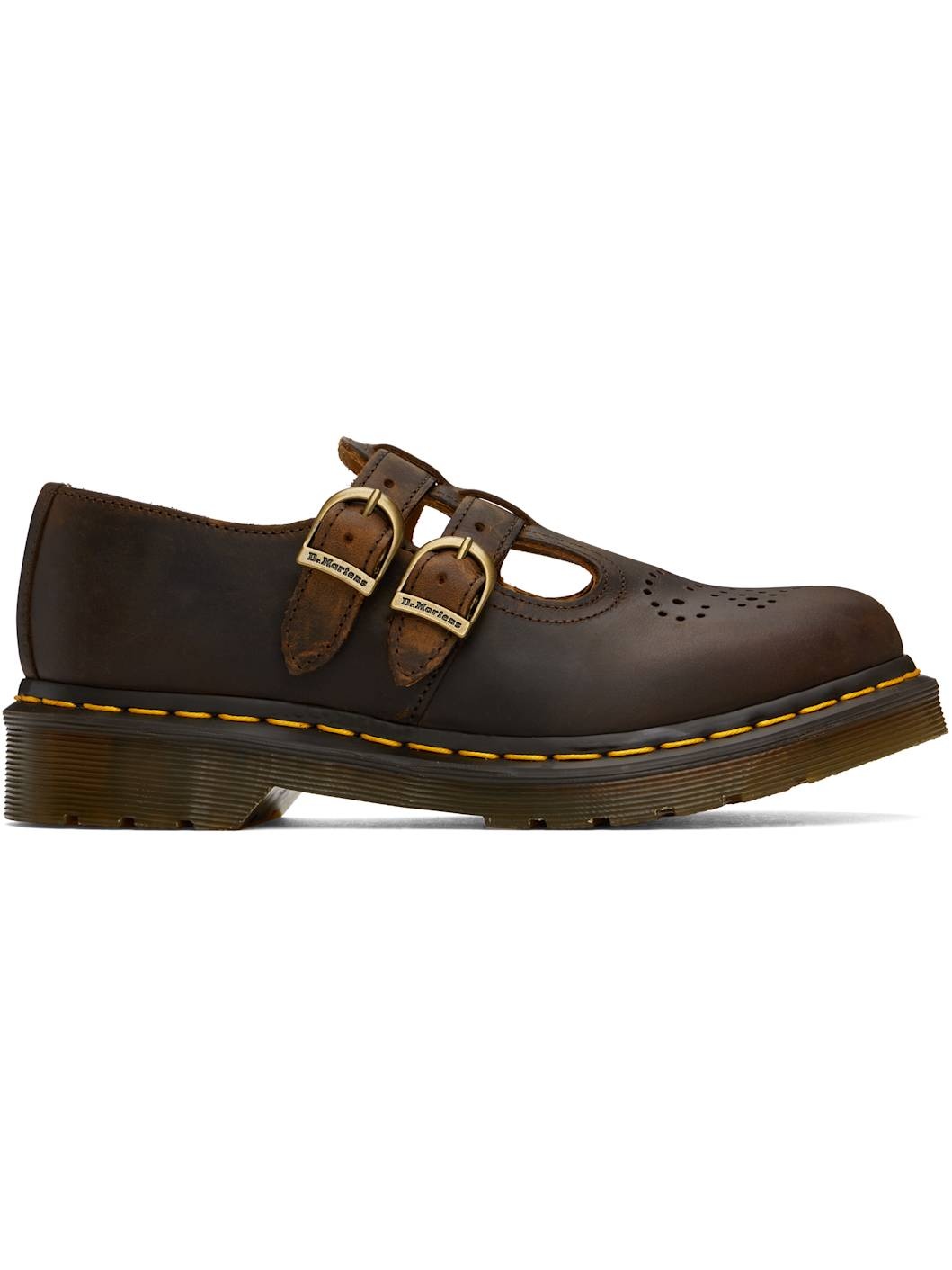Brown 8065 Crazy Horse Leather Mary Jane Loafers - 1