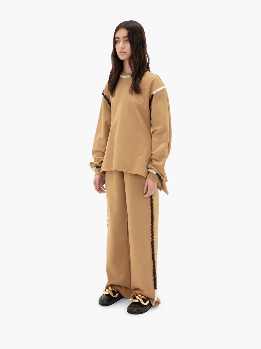 WIDE LEG CONTRAST STITCH TRACK PANT - 3