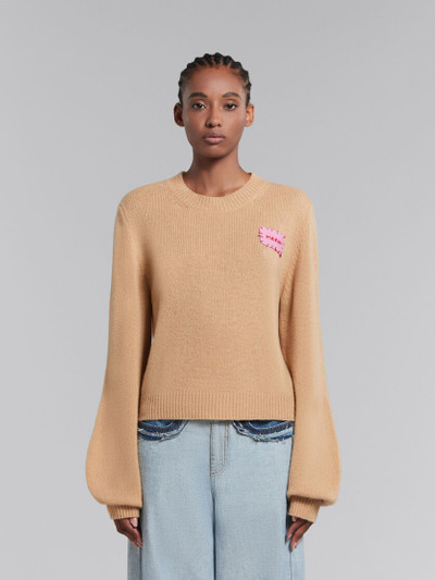Marni BROWN CASHMERE JUMPER WITH MARNI MENDING PATCH outlook