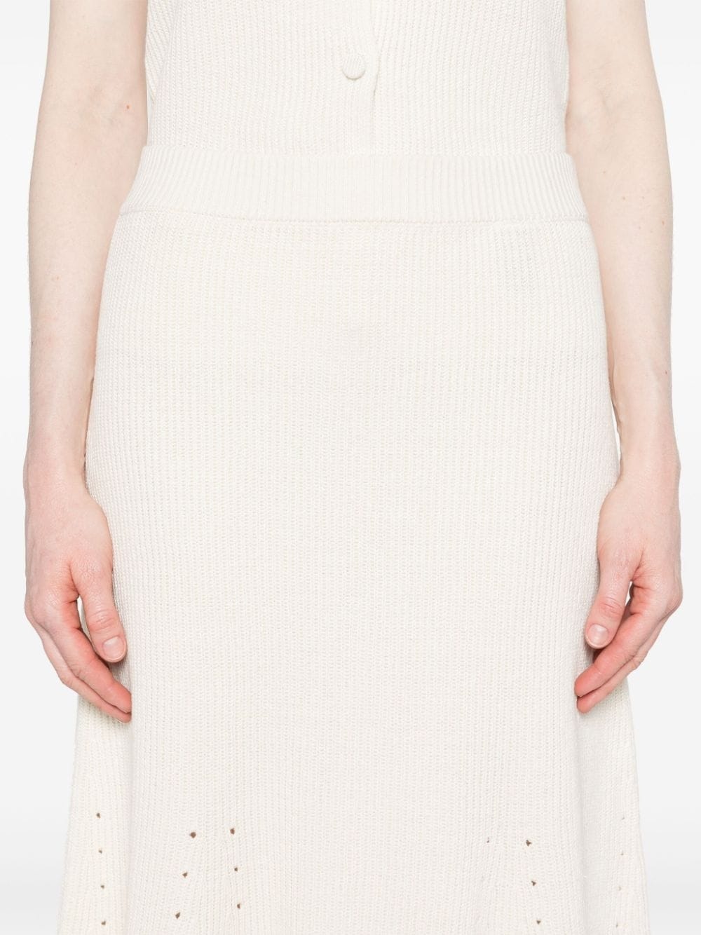 ribbed linen-blend skirt - 5