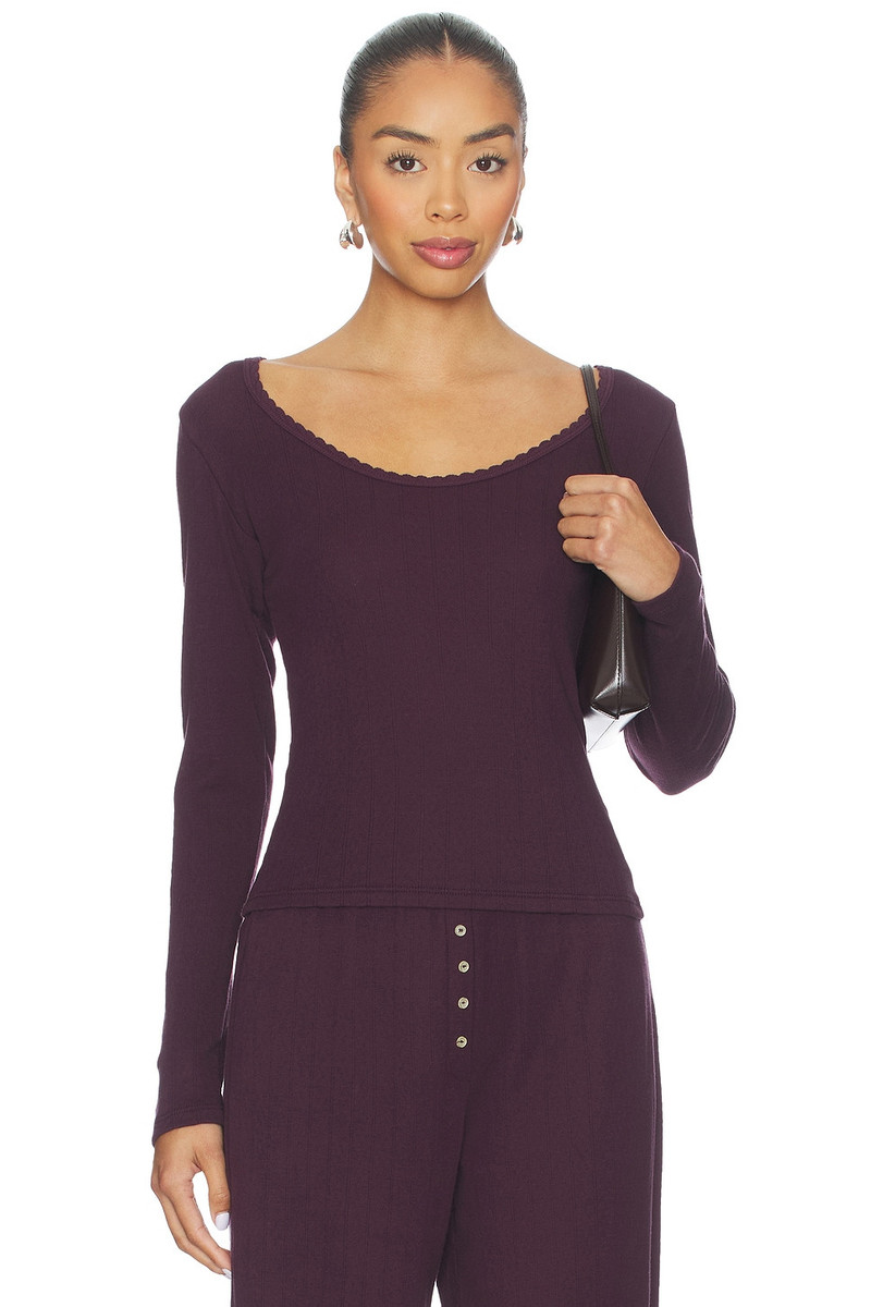Pointelle Long Sleeve Scoop Neck 1