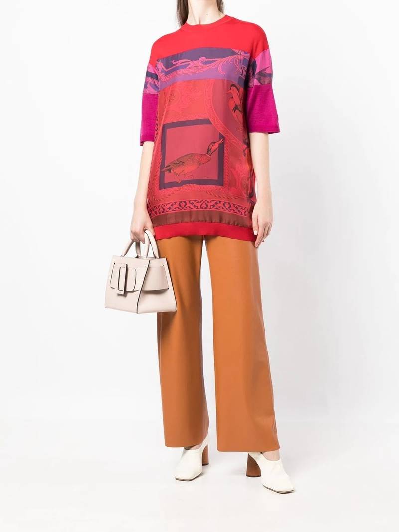 FERRAGAMO heritage-print long T-shirt outlook