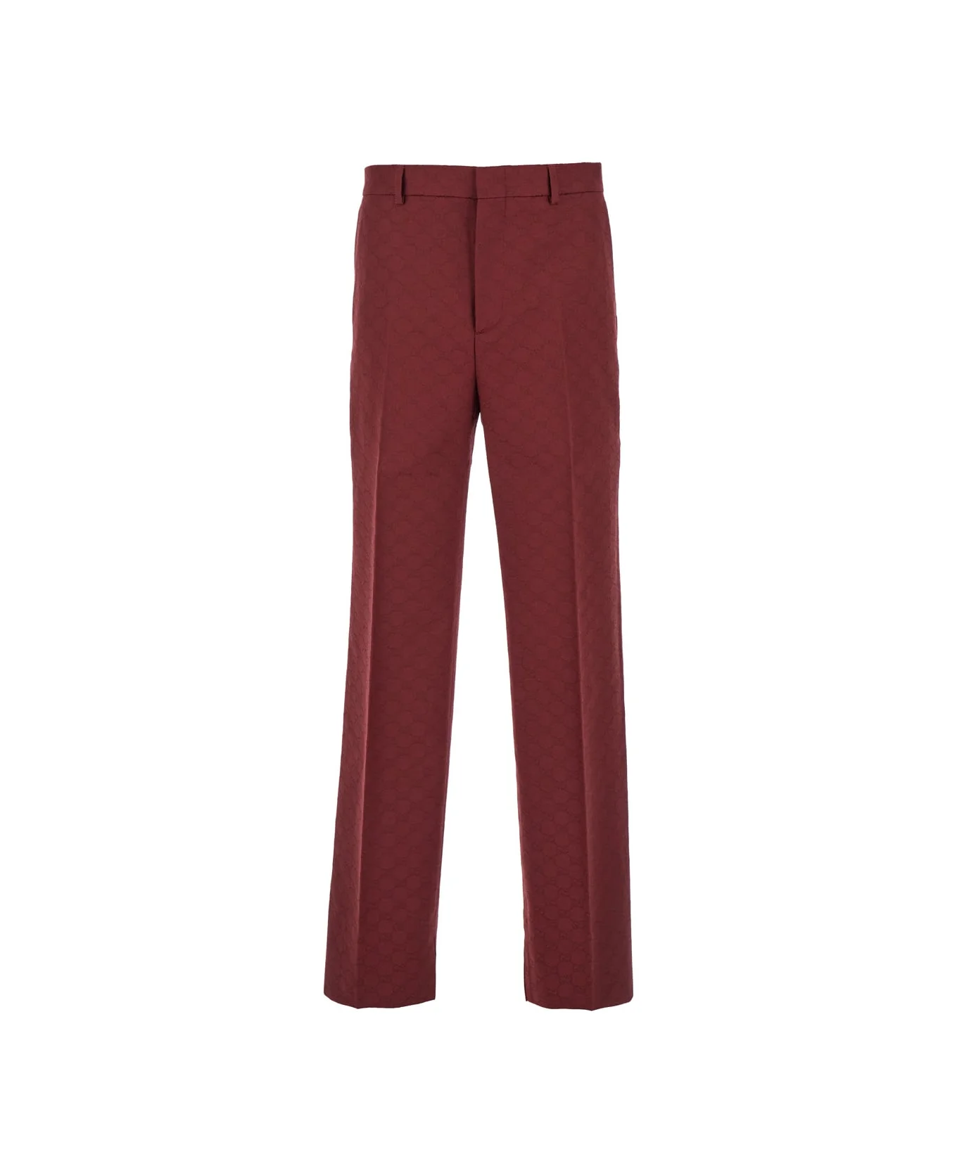 Bordeaux Straight Pants With Gg Motif In Cotton Man - 1