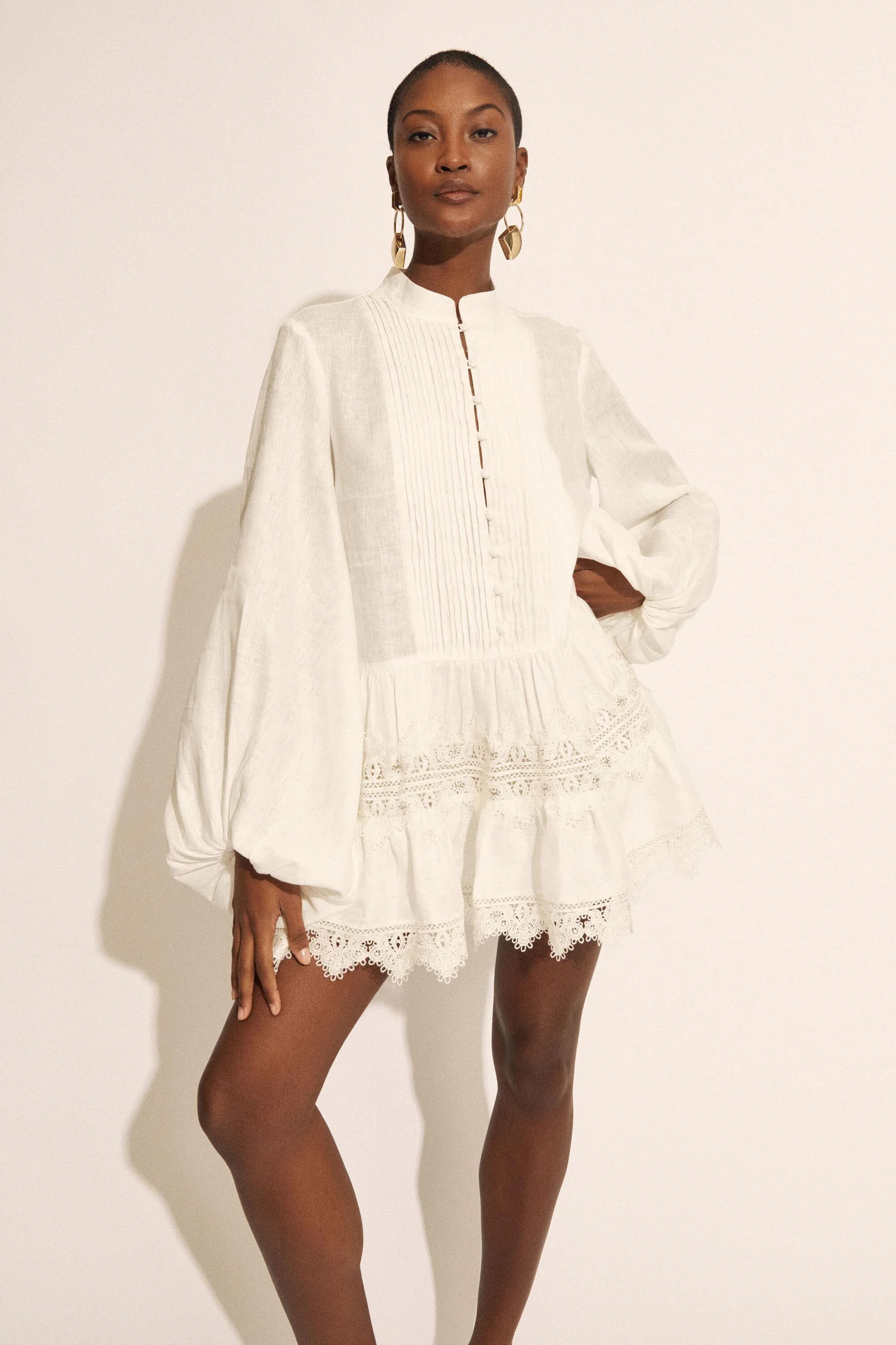 Antonia Lace Trim Mini Dress In Orchid White - 1