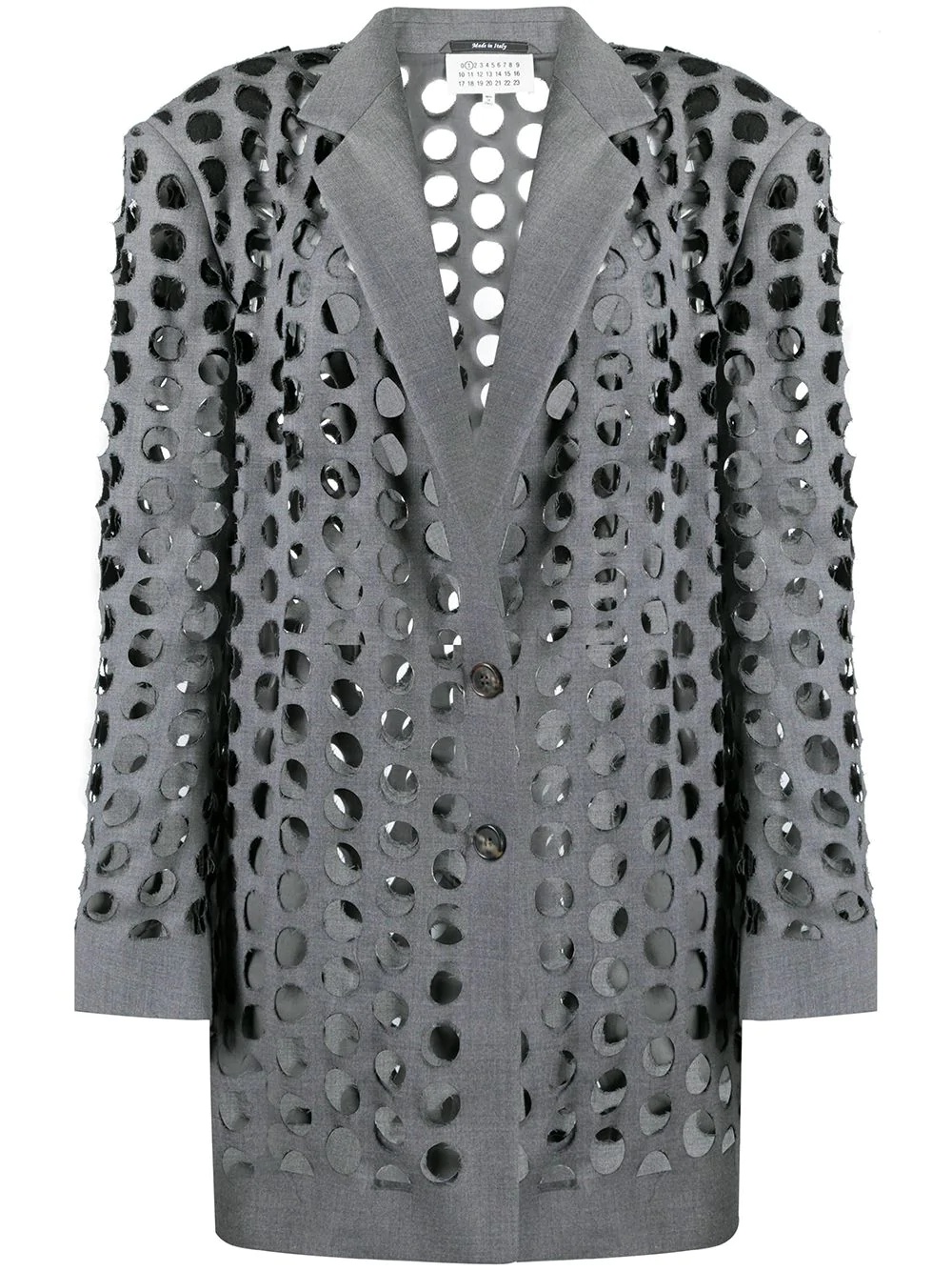 perforated single-breasted blazer - 1