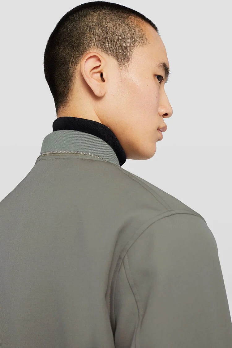 Wool Gabardine Bomber Jacket Slate Green - 3