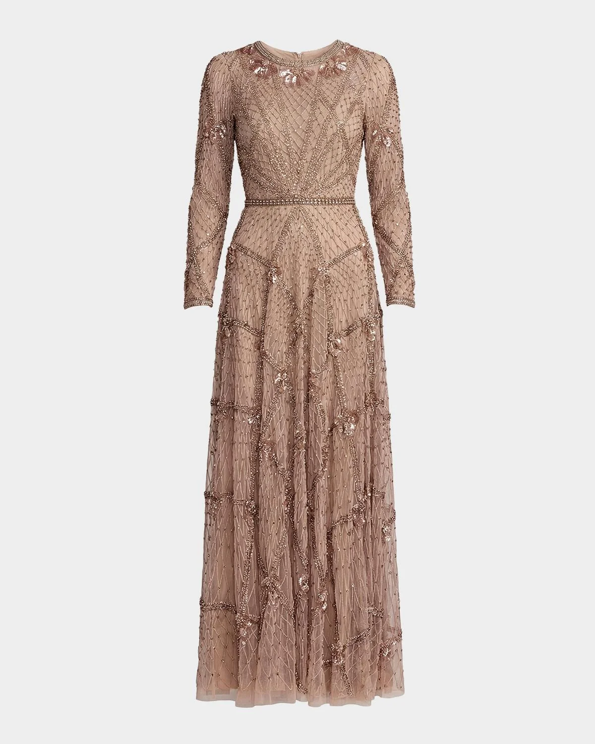 Crystal & Beaded Mesh Gown - 1