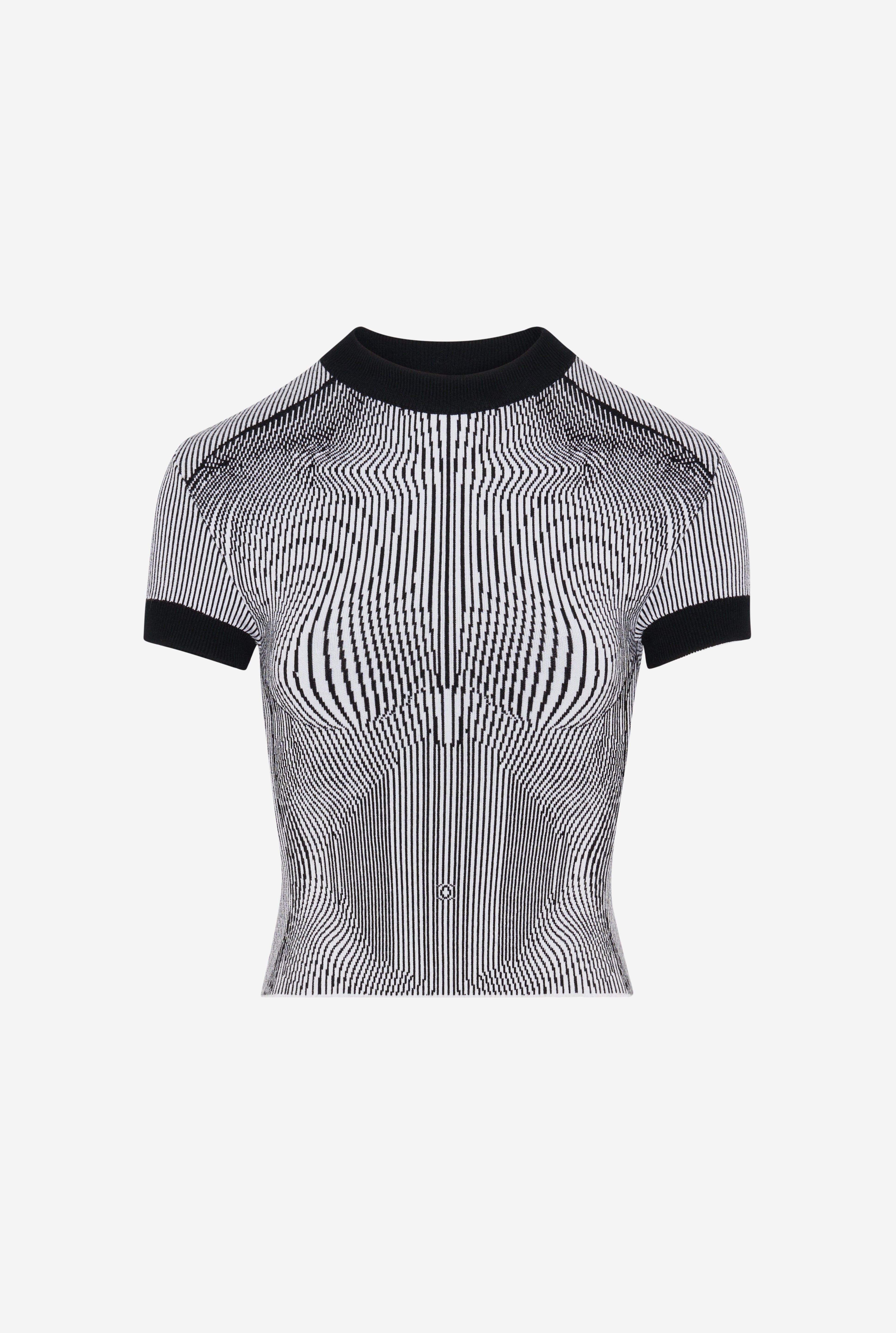 THE MORPHING PINSTRIPES JACQUARD T-SHIRT - 6