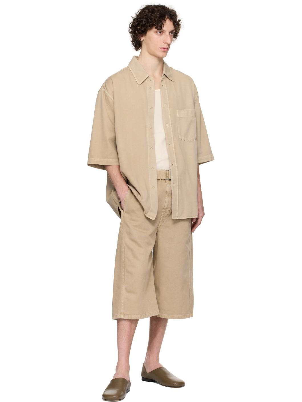 Taupe Twisted Denim Shorts - 4