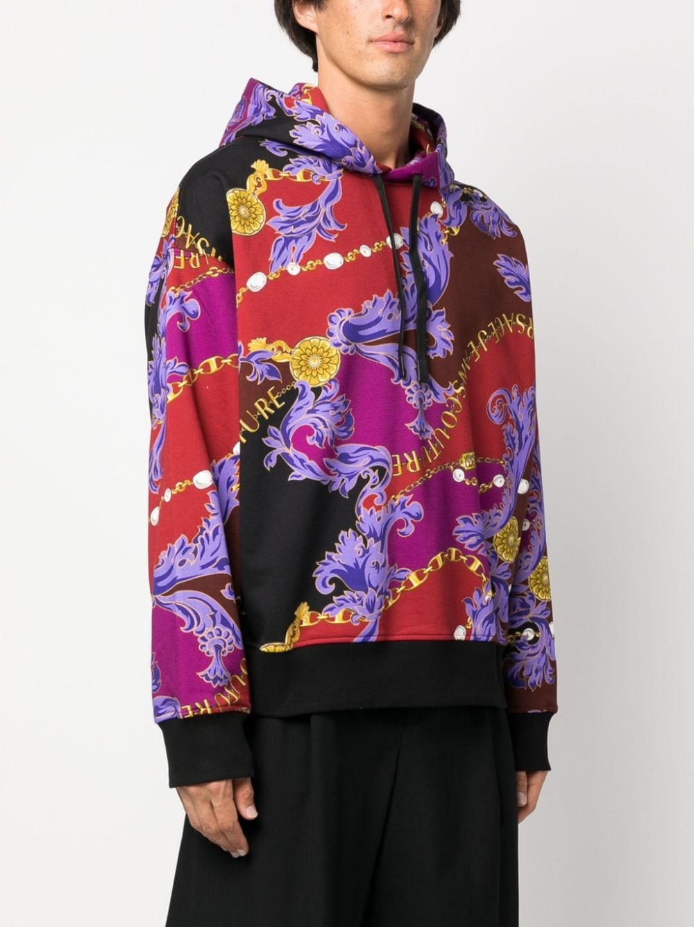 baroque-print cotton hoodie - 3