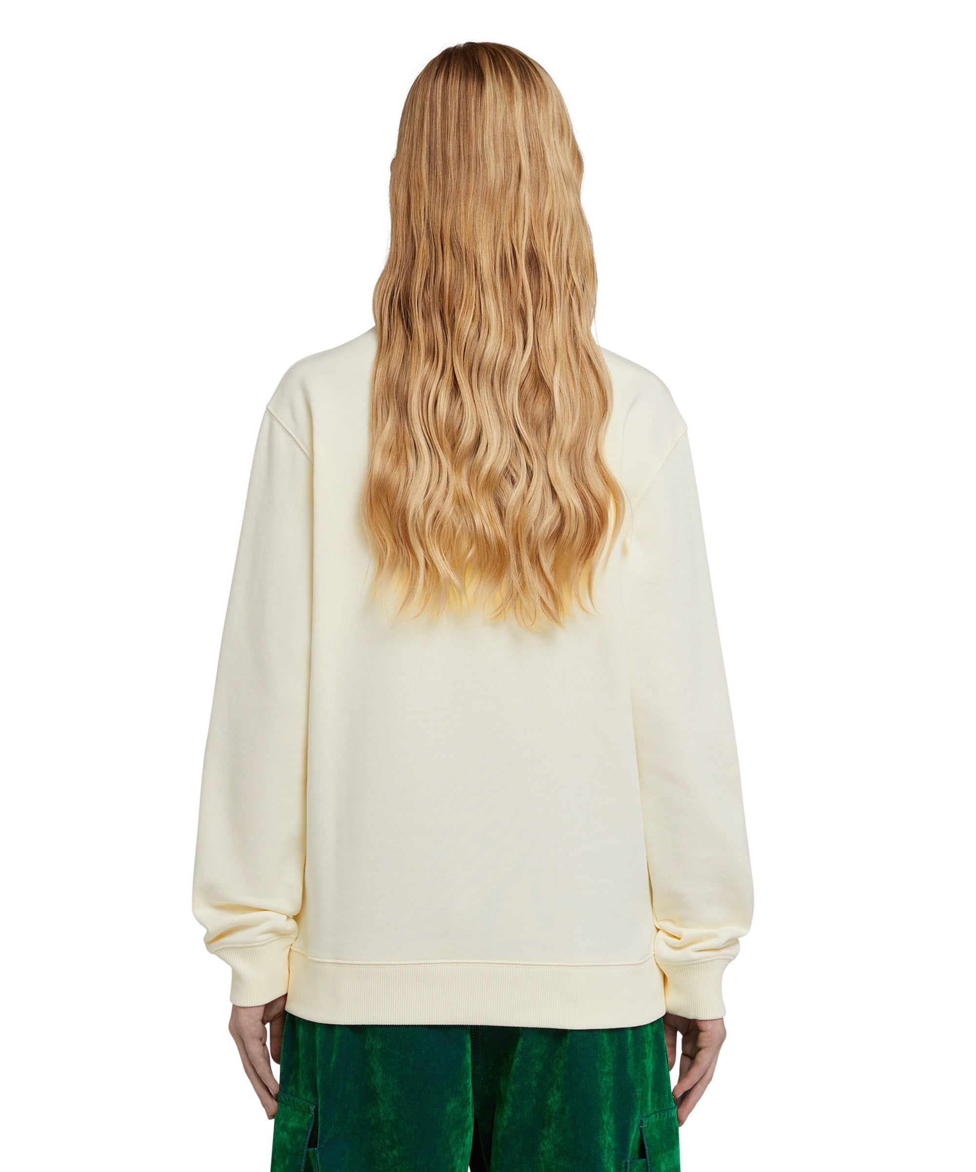Solid color cotton crewneck sweatshirt with "MSGM Embroidery Italics logo" - 3