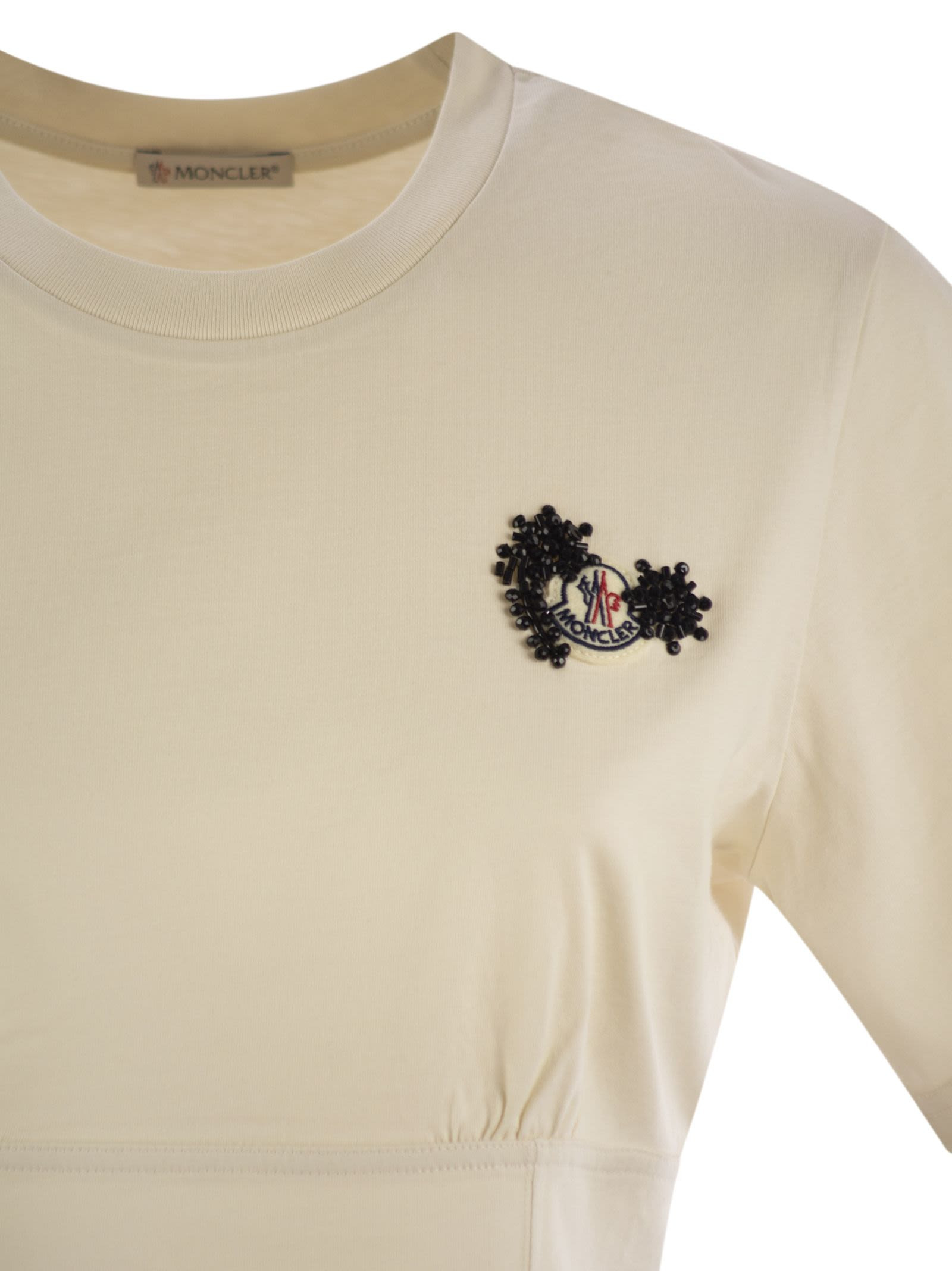 Moncler Women Cotton T-Shirt With Handmade Beads - 4