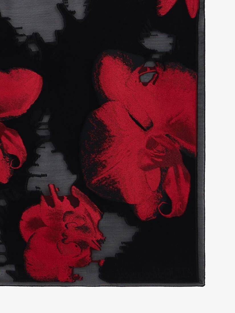 Women's Orchid Shawl in Black/red - 3