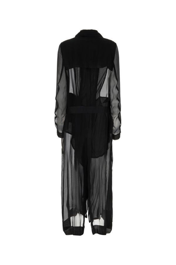 Ann Demeulemeester Woman Black Crepe Georgine Trench Coat - 2