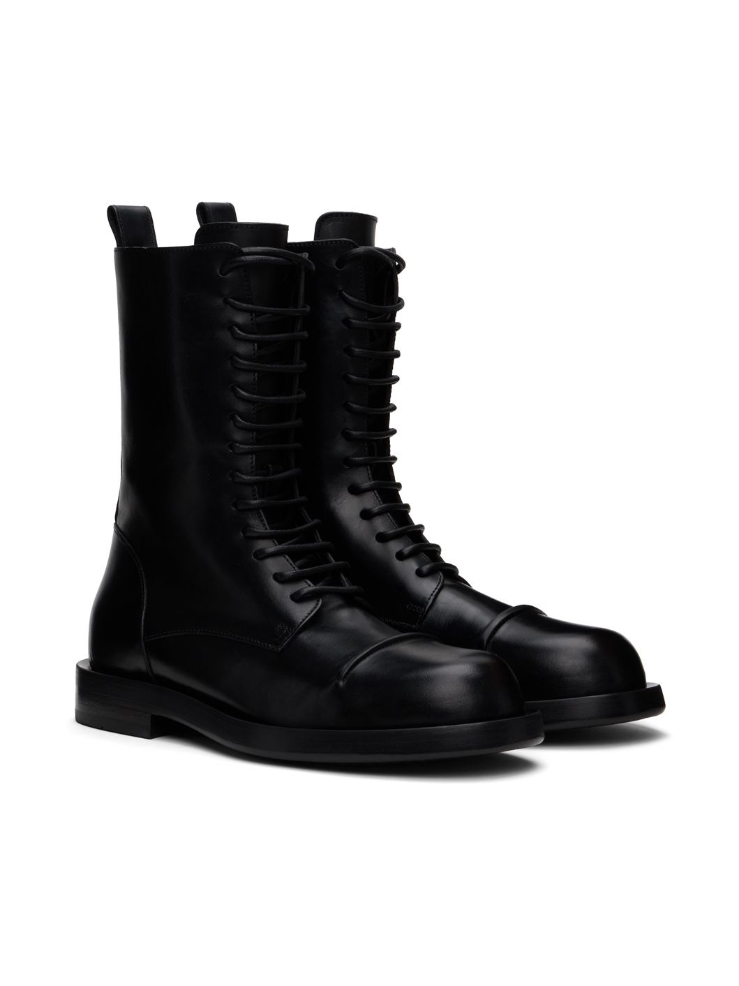 Black Gillian Pintuck Combat Boots - 4