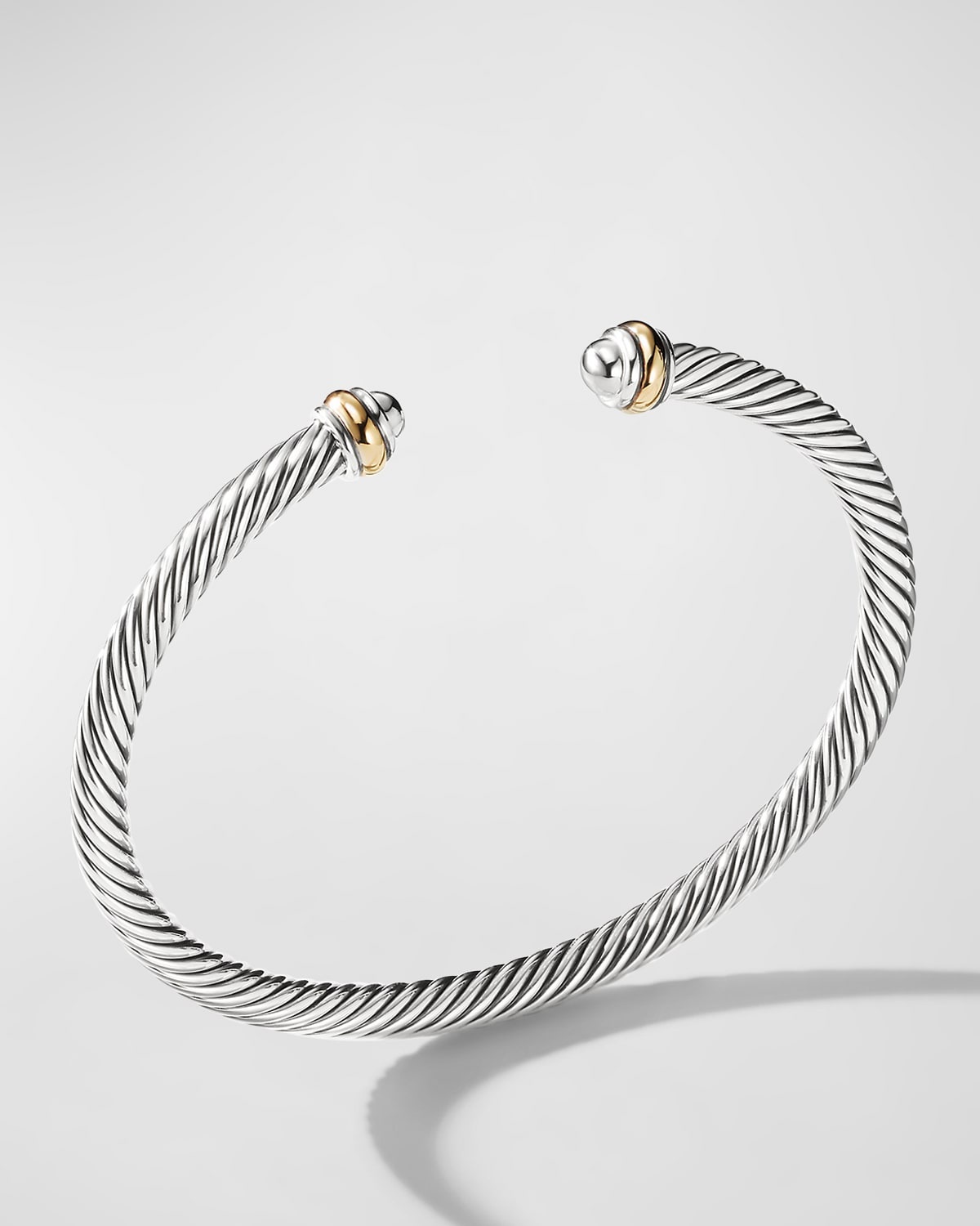 Cable Bracelet in Silver with 18K Gold, 4mm - 3