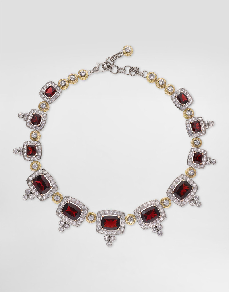 Eleganza Necklace 18-carat white and rose gold, garnets, and sapphires 1
