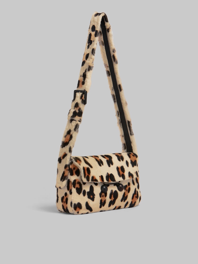 SHEARLING ANIMAL PRINT TRUNKAROO SOFT MEDIUM SHOULDER BAG - 5