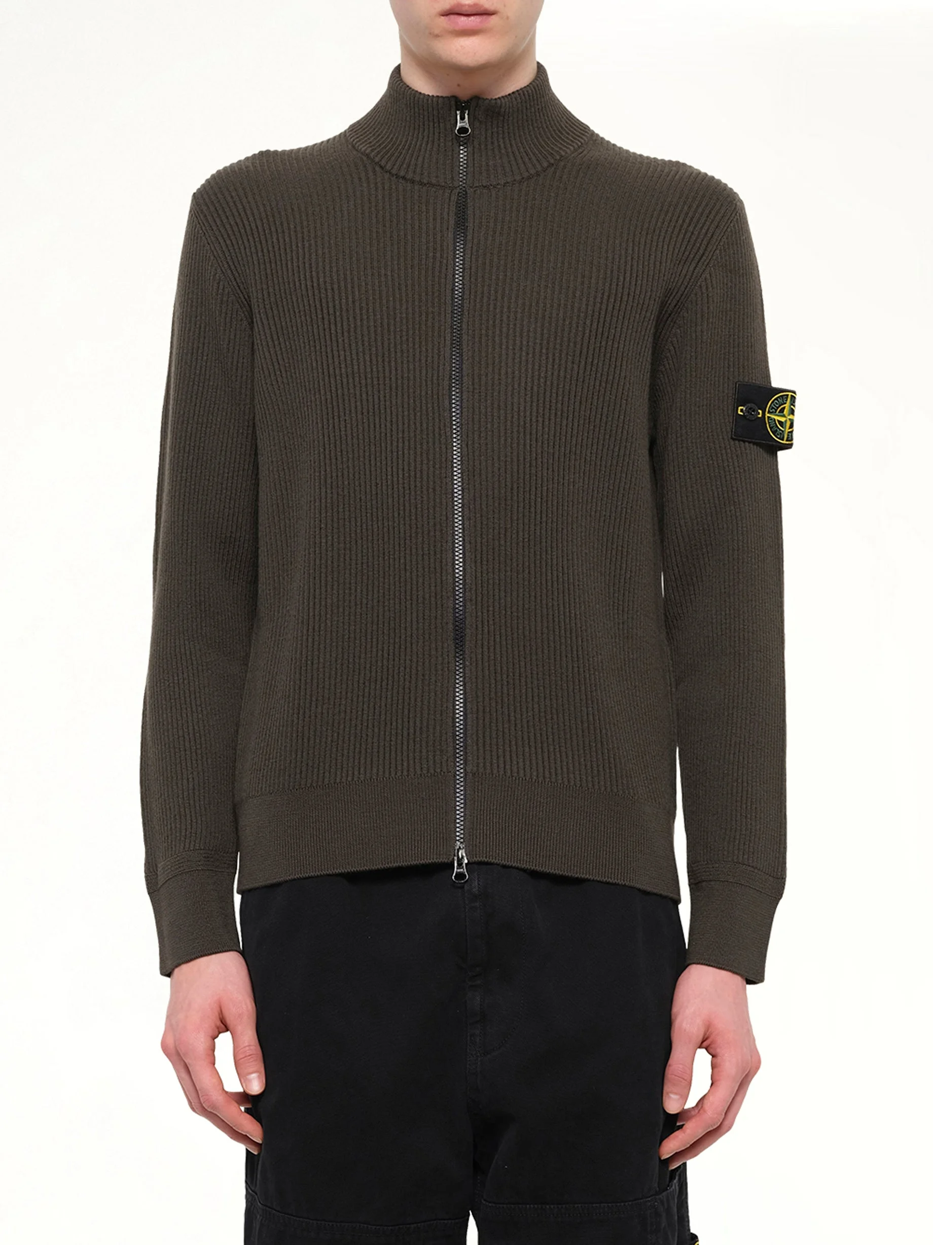5100017 Full Rib RWS Wool Cardigan in Coal Grey - 1