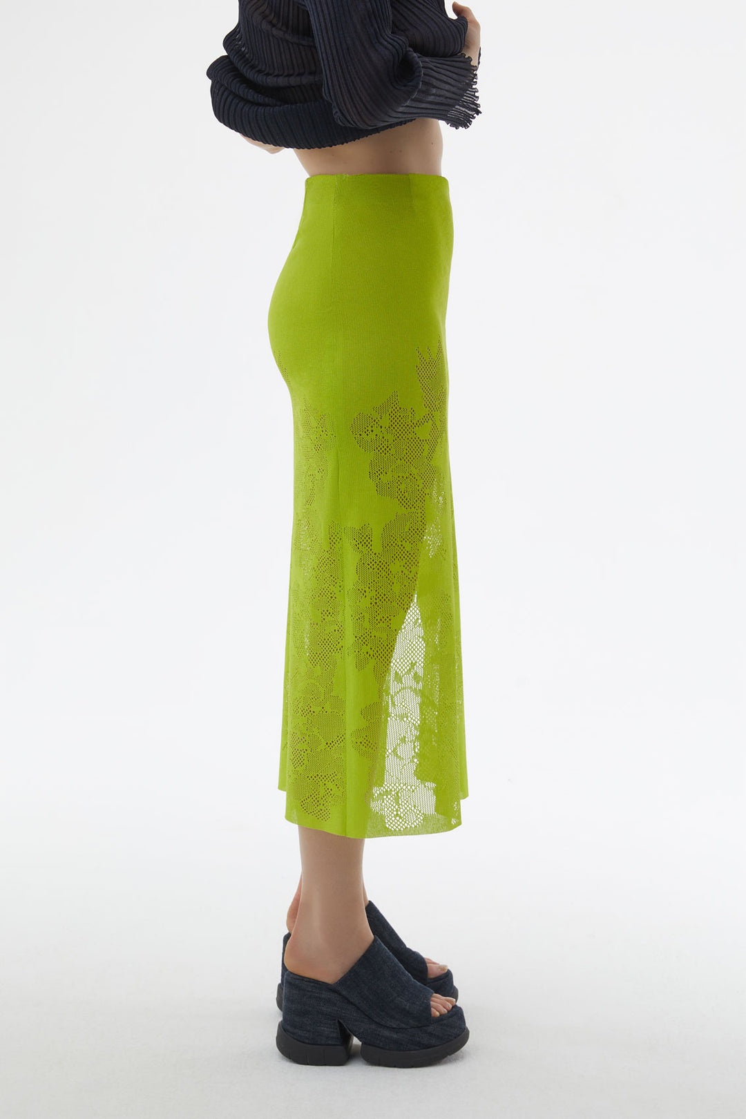 LIGHT GREEN JACQUARD KNIT RUBBER SKIRT - 3