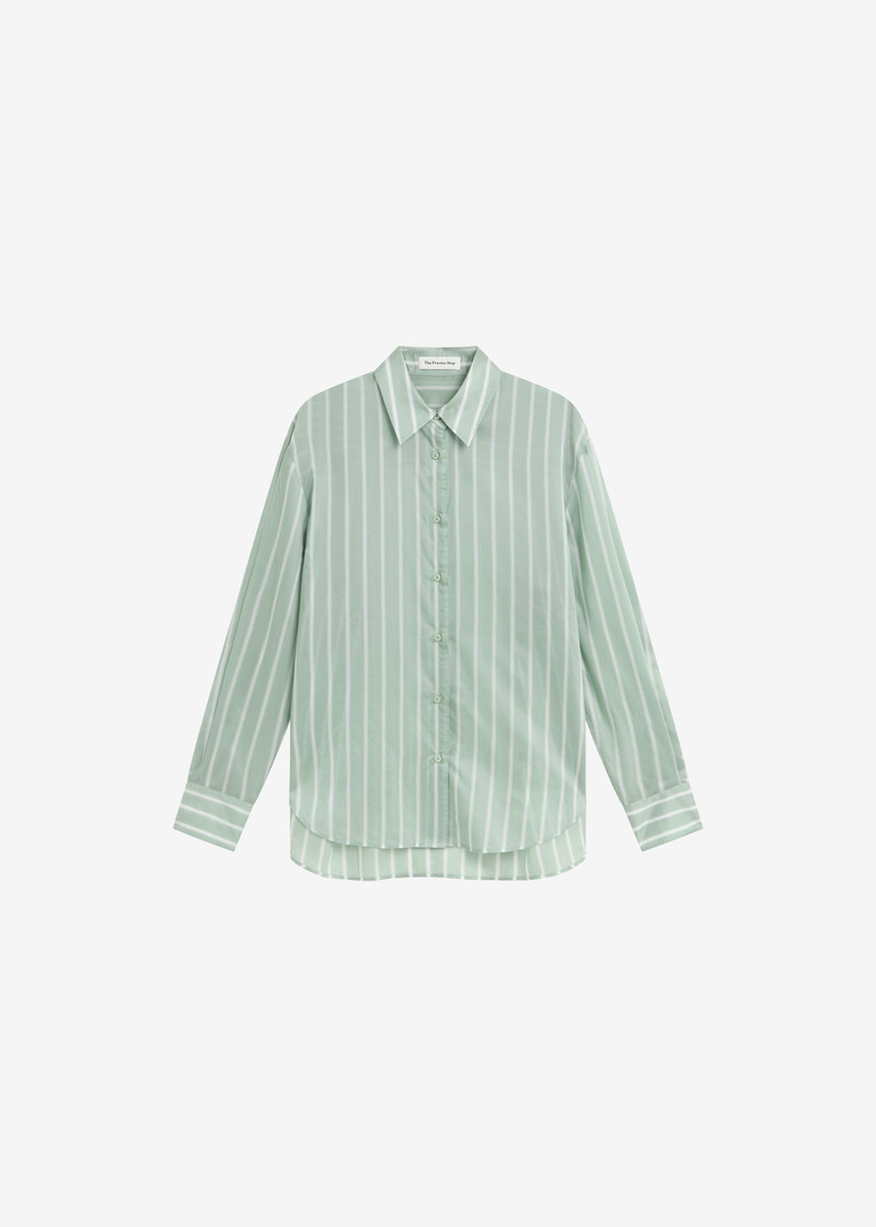 Peri Silk Shirt - Green Stripe 1