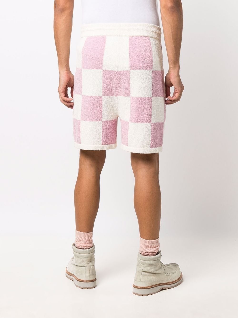 check print knitted track shorts - 4