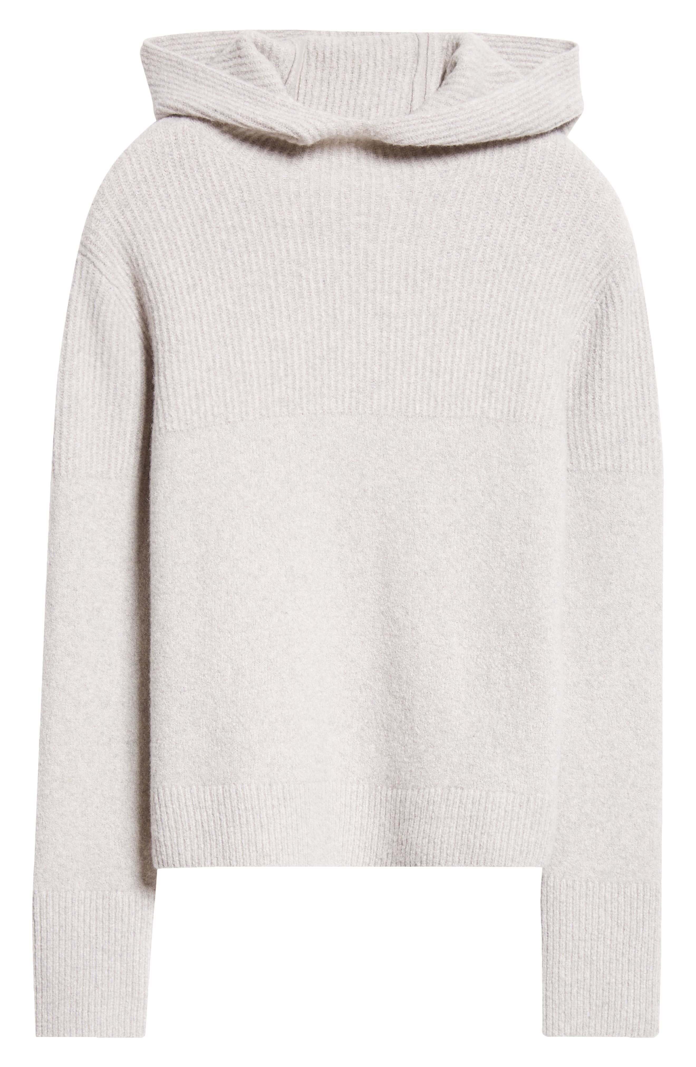 Proenza Schouler Greta Cashmere Blend Sweater Hoodie in Light Grey Melange at Nordstrom - 5