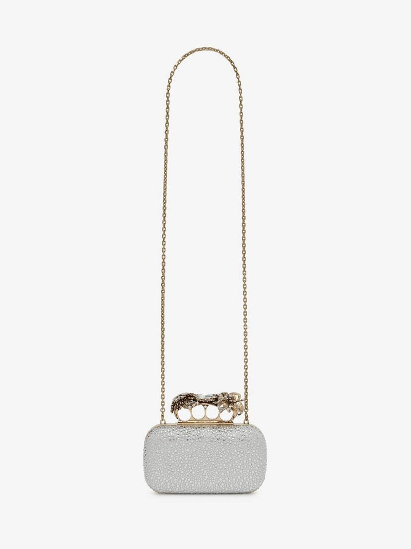 Women's Flower Knuckle Clutch in Silver 5